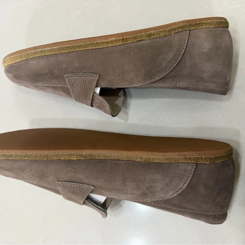 DALIA LEATHER LOAFERS-BY ANYA Suede Barefoot Minimalist Loafers in Taupe Eur 41 - Picture 6 of 8